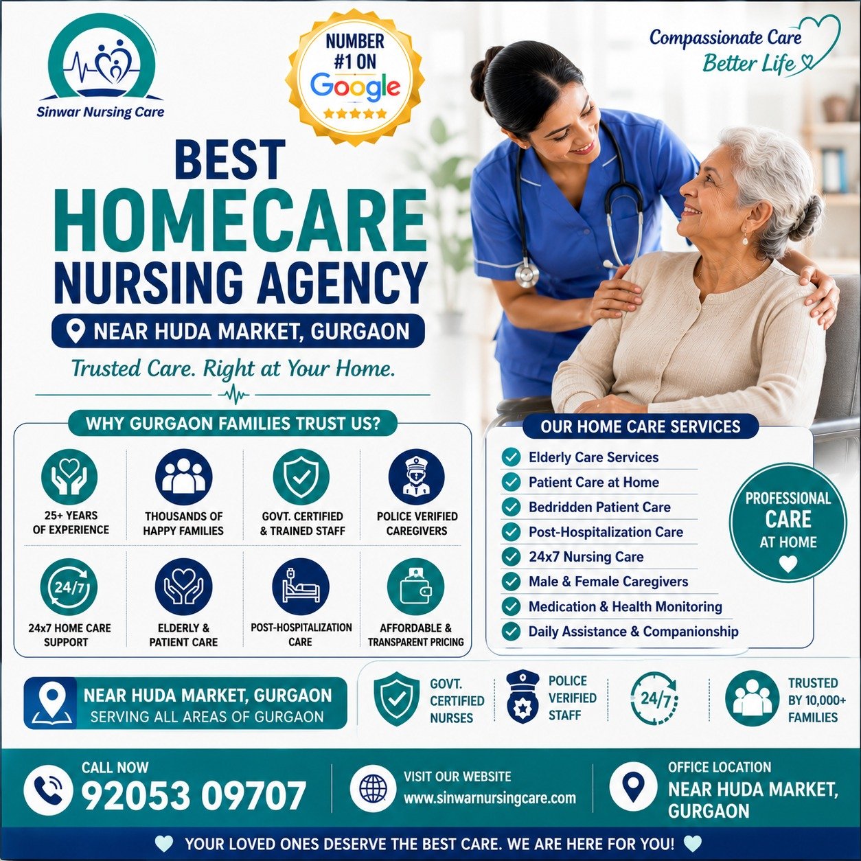 BEST HOMECARE NURSING AGENCY NEAR HUDA MARKET GURGAON