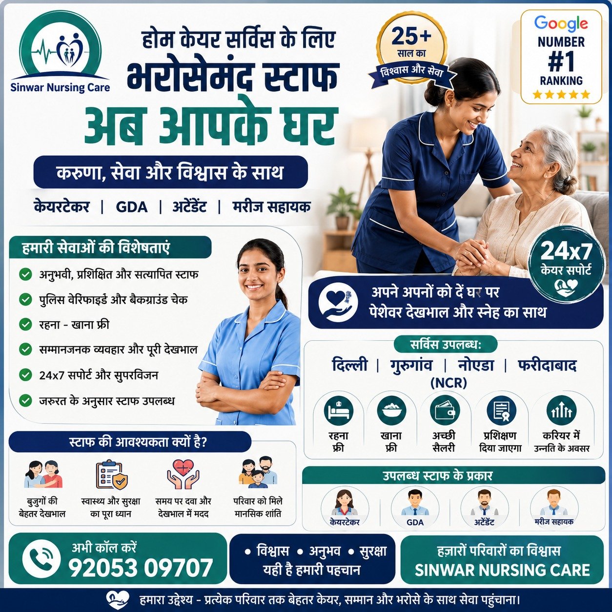 Trusted Caregiver & Domestic Staff Services Across Delhi NCR: Sinwar Nursing Care